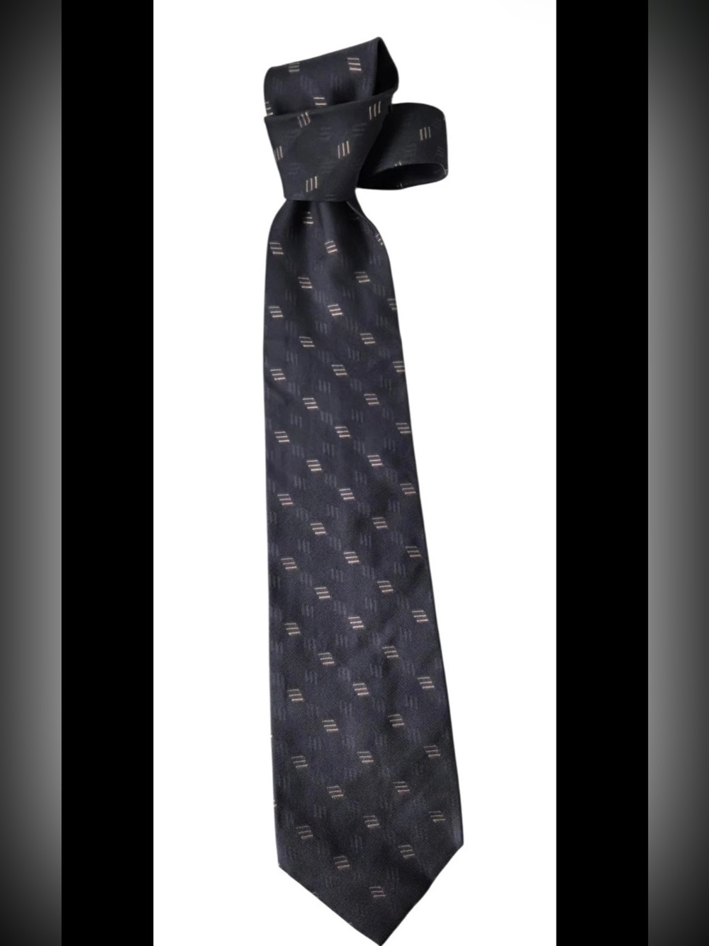 DONNA KAREN SIGNATURE Vintage Navy Blue Silk Necktie Made In USA NWOT